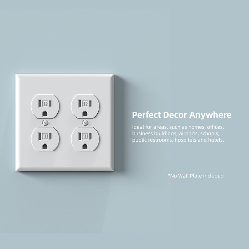 White Tamper Resistant Duplex Outlet with Thermoplastic Body