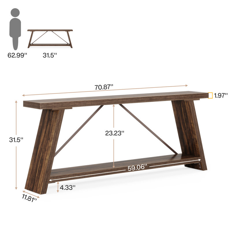 Clavel 70.87'' Console Table, Dark Walnut Brown