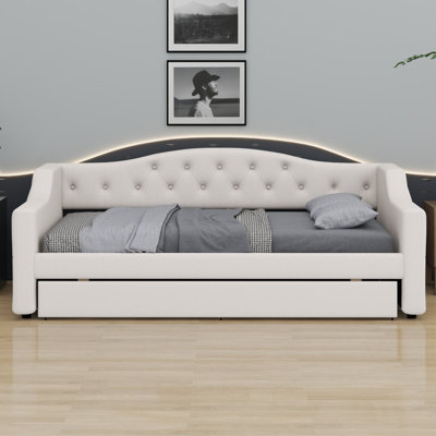 Upholstered Daybed With LED Belt And Trundle