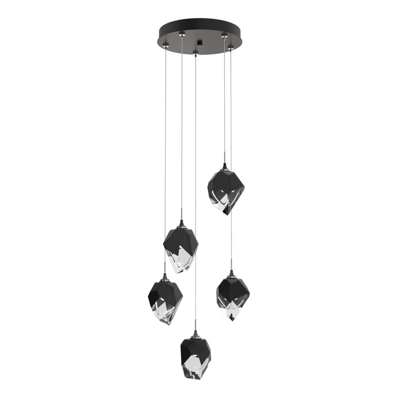Luminaire suspendu à motif géométrique Chrysalis, H 80 po x l 15,4 po x P 15,4 po, Noir, Bronze huilé