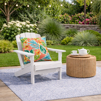 Ensemble de 2 coussins d'extérieur imperméables de 18 po x 18 po, coussins décoratifs floraux corail rose vif pour jardin et bord de piscine