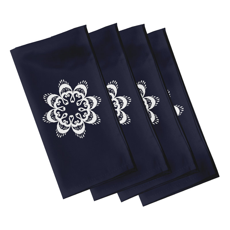 Ensemble de serviettes 4 pièces Groth Ikat Mandala, Bleu marine