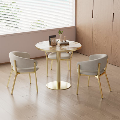 Round Modern Dinning Table 31.5 Inches Bistro Table Table With Top,Easy Assemble,Sturdy Frame Diameter