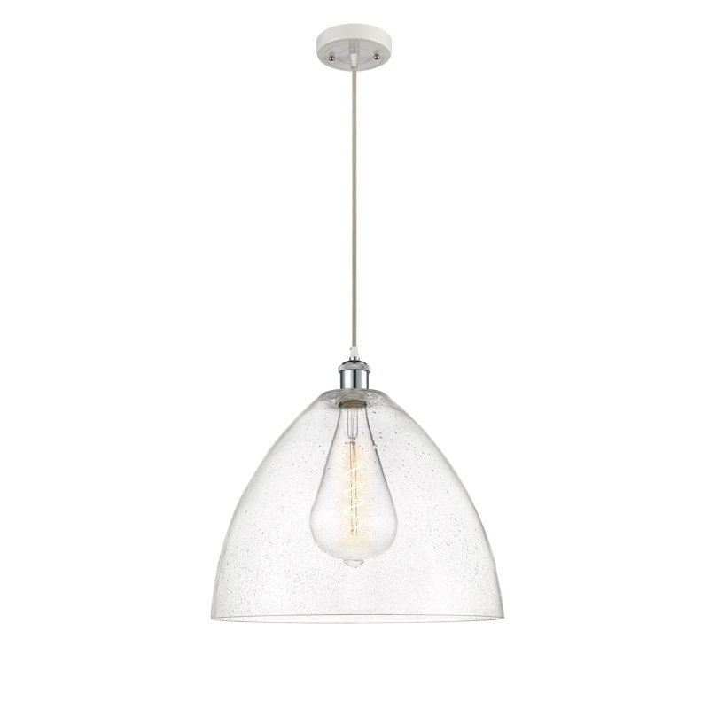 Luminaire suspendu en forme de dôme à 1 lumière Haide, Ampoule non incluse, H 18,75 po x l 16 po x P 16 po, Argent