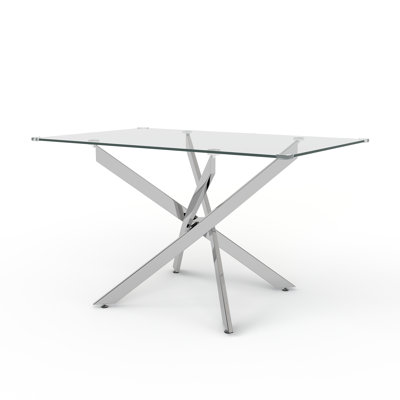 Arlen 50" Luxury Glass Pedestal Dining Table for 4 or 6 People