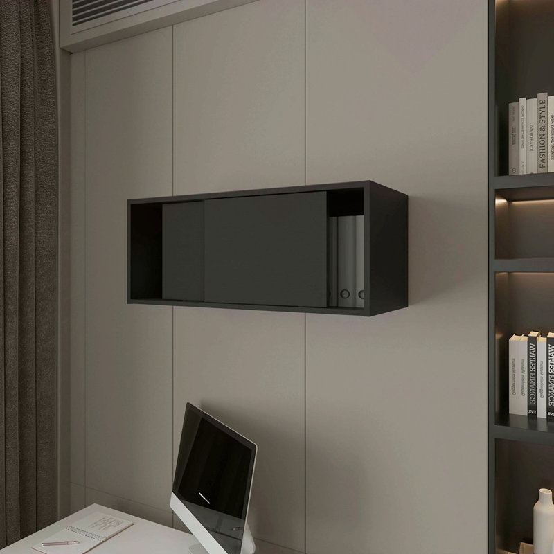 Armoire flottante avec porte coulissante, Noir