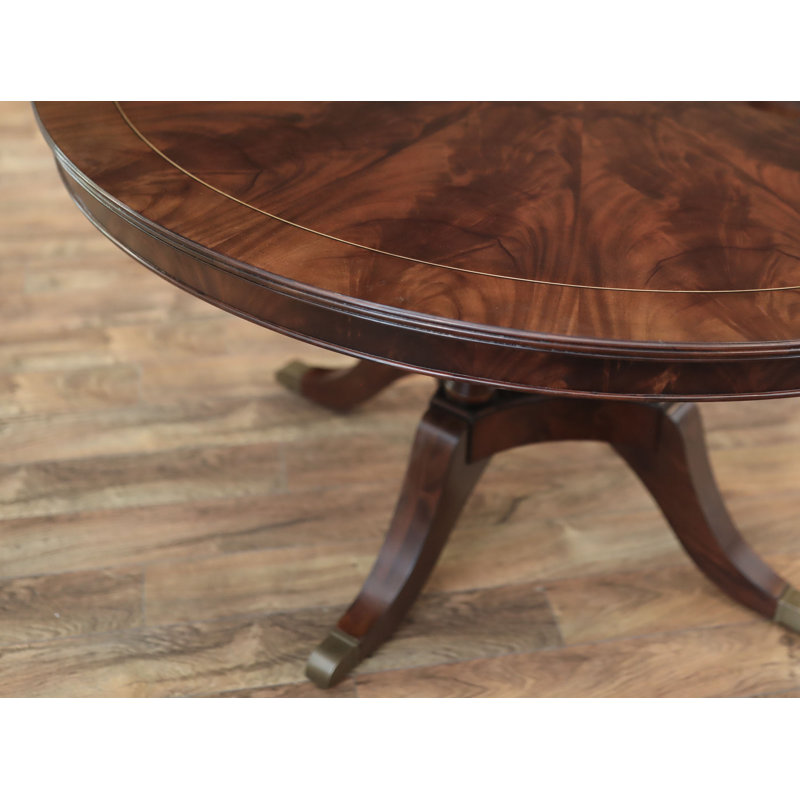 Round Mahogany Dining Table Opens To 10 Feet  Seats 12