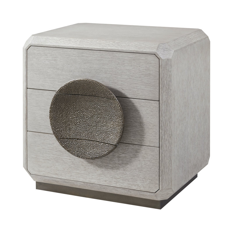 Spencer ST. James 3 - Drawer Nightstand, 26" H x 26" W x 20" D, Argento