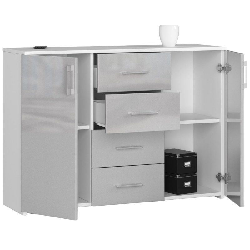 Ared 110cm W 4 - Drawer Chest of Drawers, Metallic