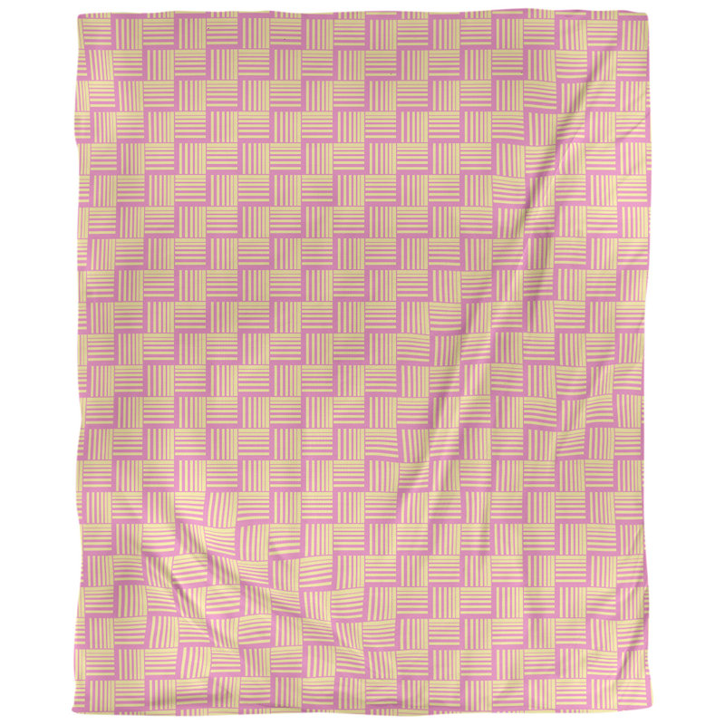 Tissu basketweave contrast, Polyester filé, L 60 po x l 36 po, Rose / Jaune