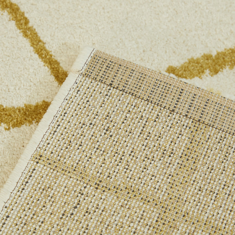 Tapis abstrait moutarde / crème Goodrow, Rectangle 8 pi 9 po x 12 pi