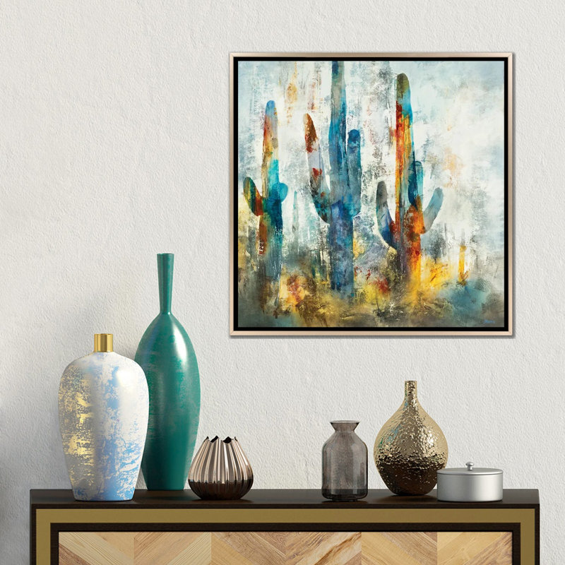 «Saguaro Forest» encadré par Scott Brems, H 18 po x l 18 po x P 1,5 po, Toile encadrée champagne, Non