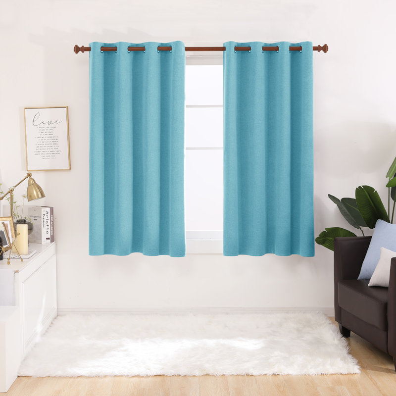 Rideaux 100% lin occultant Riey, L 52 po x L 63 po, Turquoise