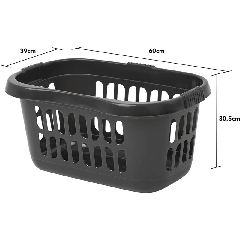 Plastic Laundry Hamper, Midnight Black/Grey