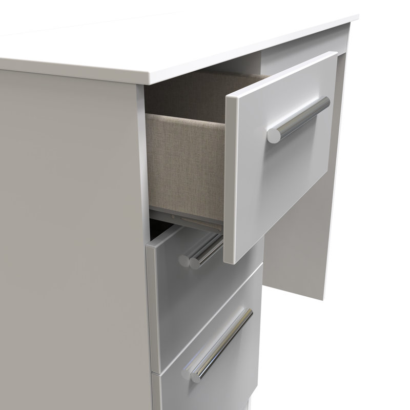 Fully Assembled Chesler Dressing Table, Grey Gloss White