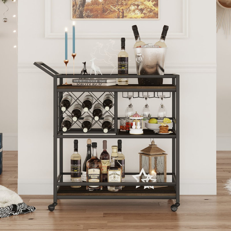 Guinna Metal Bar Cart, Brown, Black