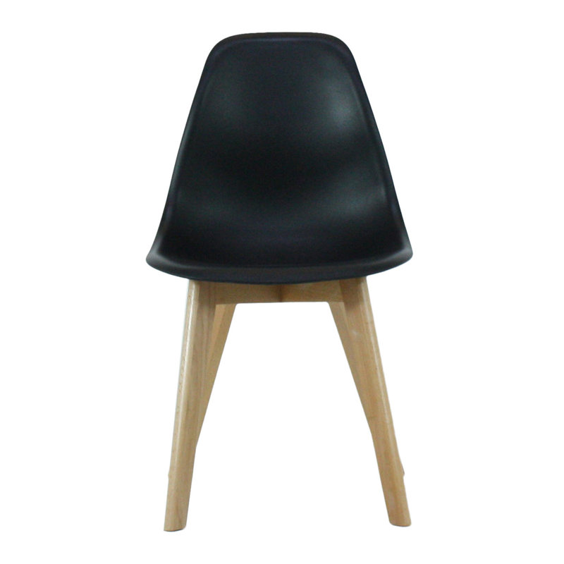 Mingus Plastic Dining Chairs with Solid Wooden Legs - Retro Side Chair for Dining Room Kitchen Living Room Office, White, 1