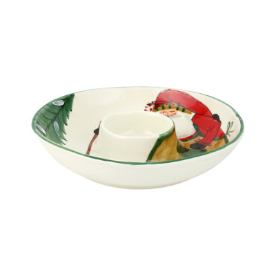 Vietri Old St. Nick Chip And Dip Platter In White;green;red