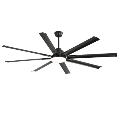 72 Inch Modern Large Design Ceiling Fans With Smart Remote Control 6 Wind Speed DC Motor Black For Living Room