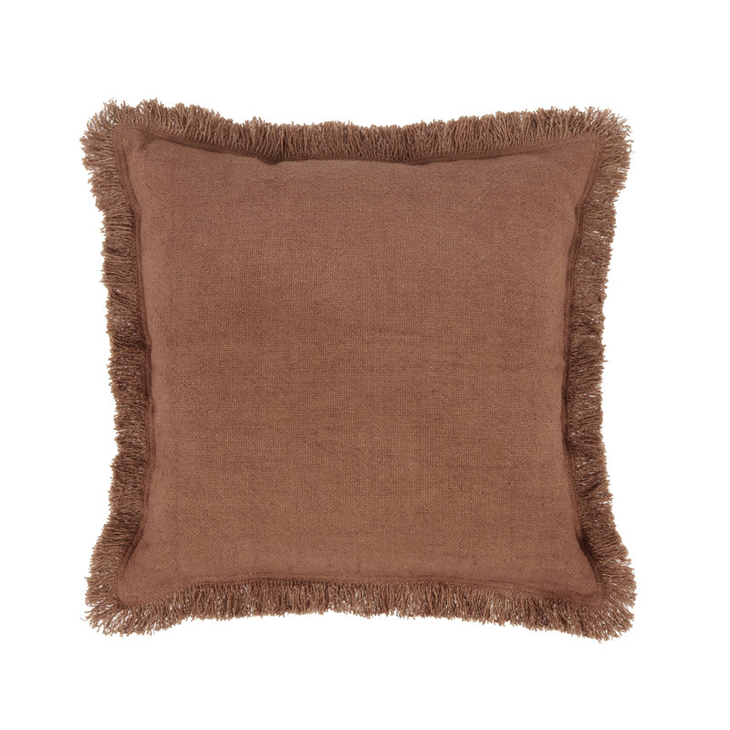 Agatha 22" Ivory Linen-Blend Throw Pillow with Feather Insert