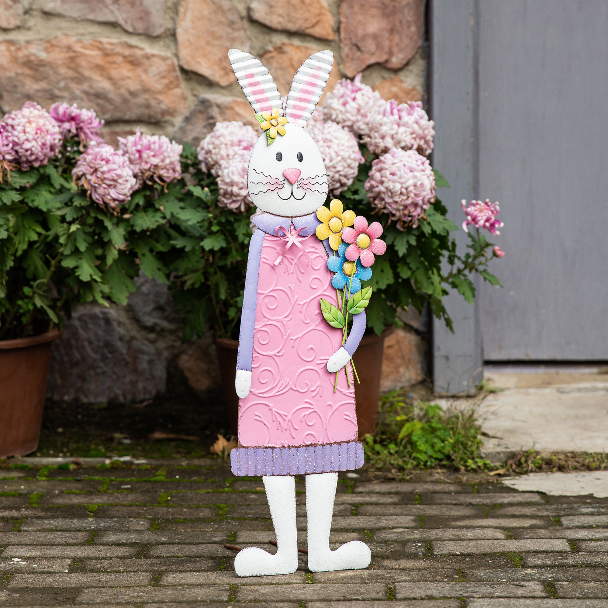 Osbourne Metal Bunny Girl Garden Stake