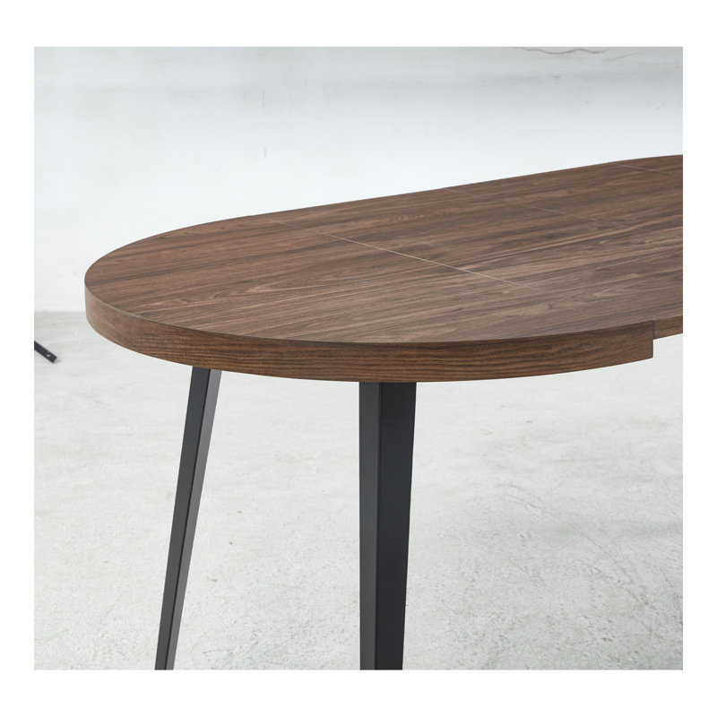 Table extensible, table à manger, table de bureau, table basse, pieds en métal, plateau en panneau de fibres à densité moyenne, 100/140 / 180x100x75cm, couleur noyer