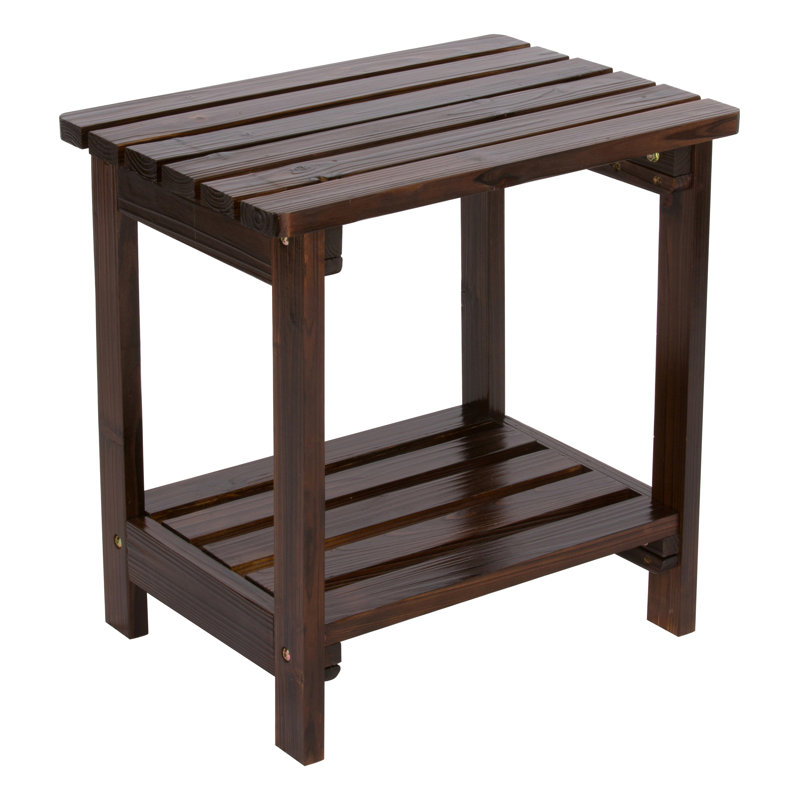 Casner Rectangular Cedar Outdoor Side Table , 14'' in. W 20'' in. D, Burnt Brown