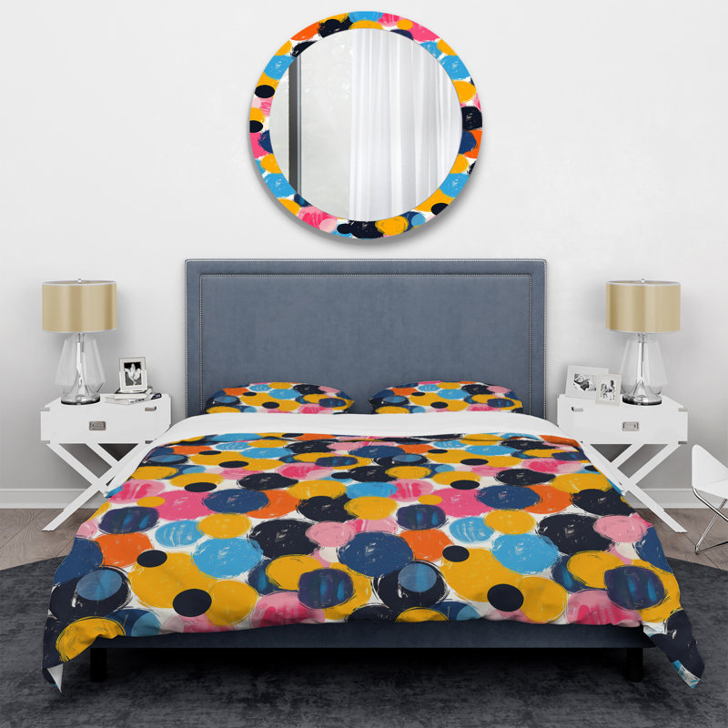 Ensemble de housse de couette à pois orange et vert IV, Housse de couette très grand et 2 très grandes t