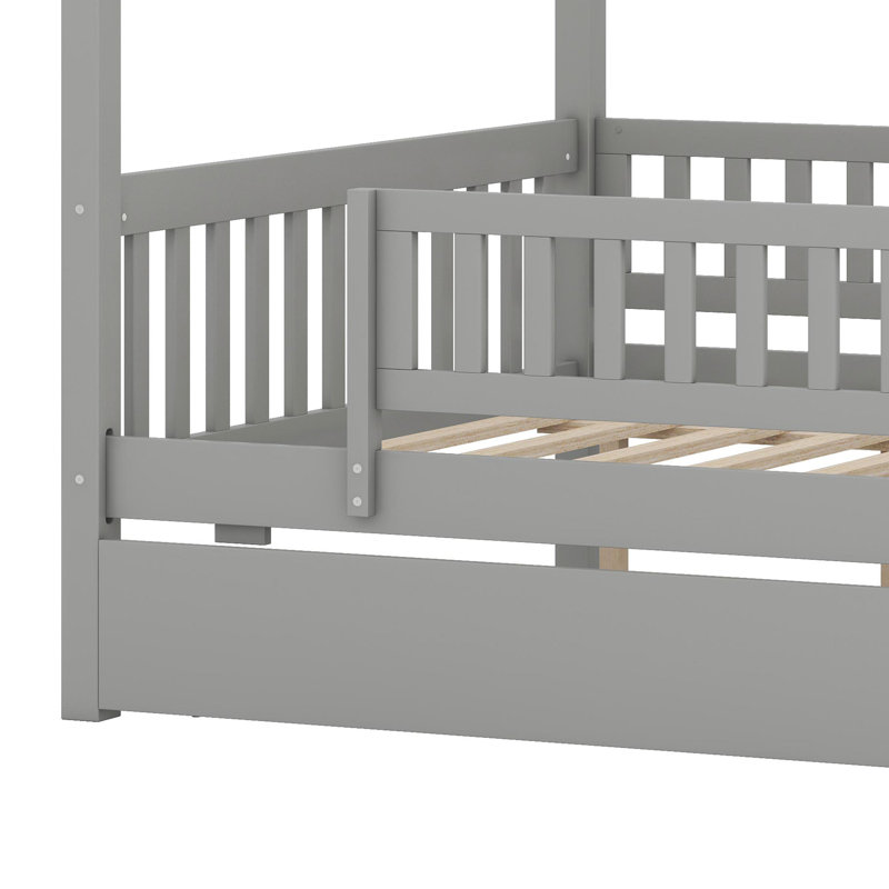 Lit en bois avec couchette, Gris