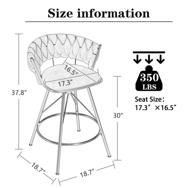 Tabourets de bar rembourrés, Grey, Bar Stool (30" Seat Height)