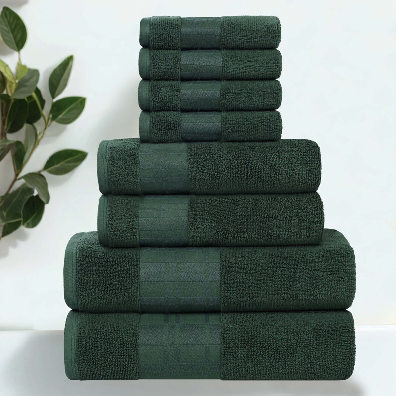 Ensemble de serviettes 8 pièces Larissa, Vert forêt