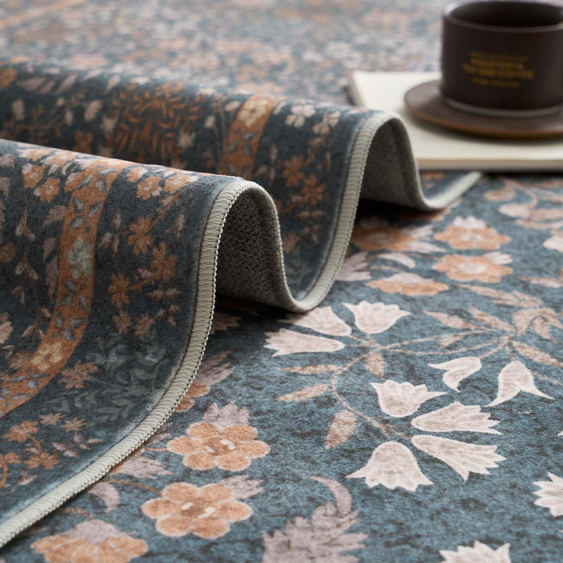 Floral Machine Washable Area Rug, Runner 2' x 5'
