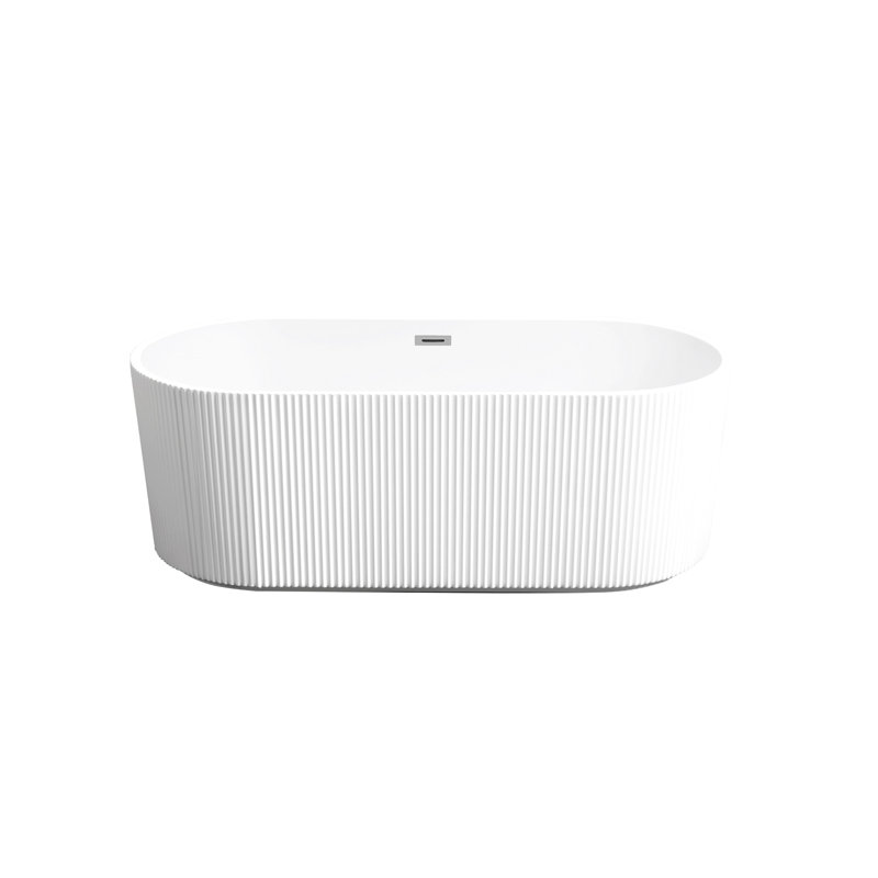 67" Freestanding Acrylic Bathtub, Oval Design, Glossy White Finish, Pop - Up Drain, Comfortable And For Bathroom Bathtub With Acrylic, Shape, Center Spacious