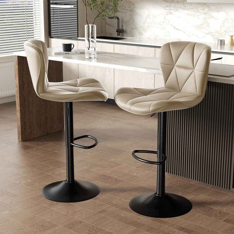 Pet-Friendly Adjustable Height Swivel Bar Stool with Back, Scratch-Resistant Tech Fabric, Footrest and Black Metal Base – Durable Bar Chair for Kitchen Island, Dining Bar, Cat & Dog Owners