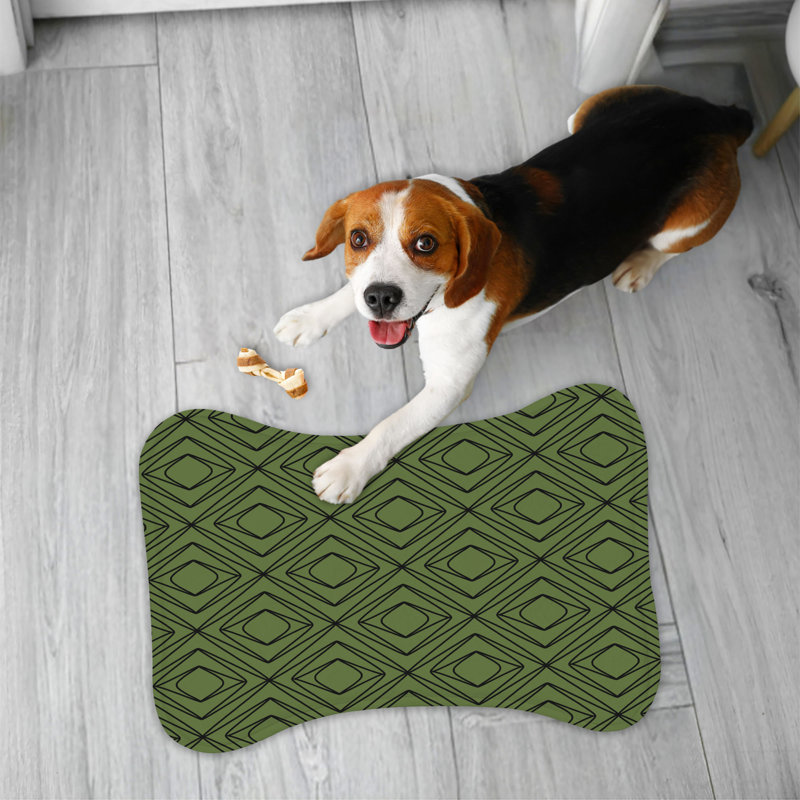Olive Jet - 1 Piece Bone Shape Feeding Mat