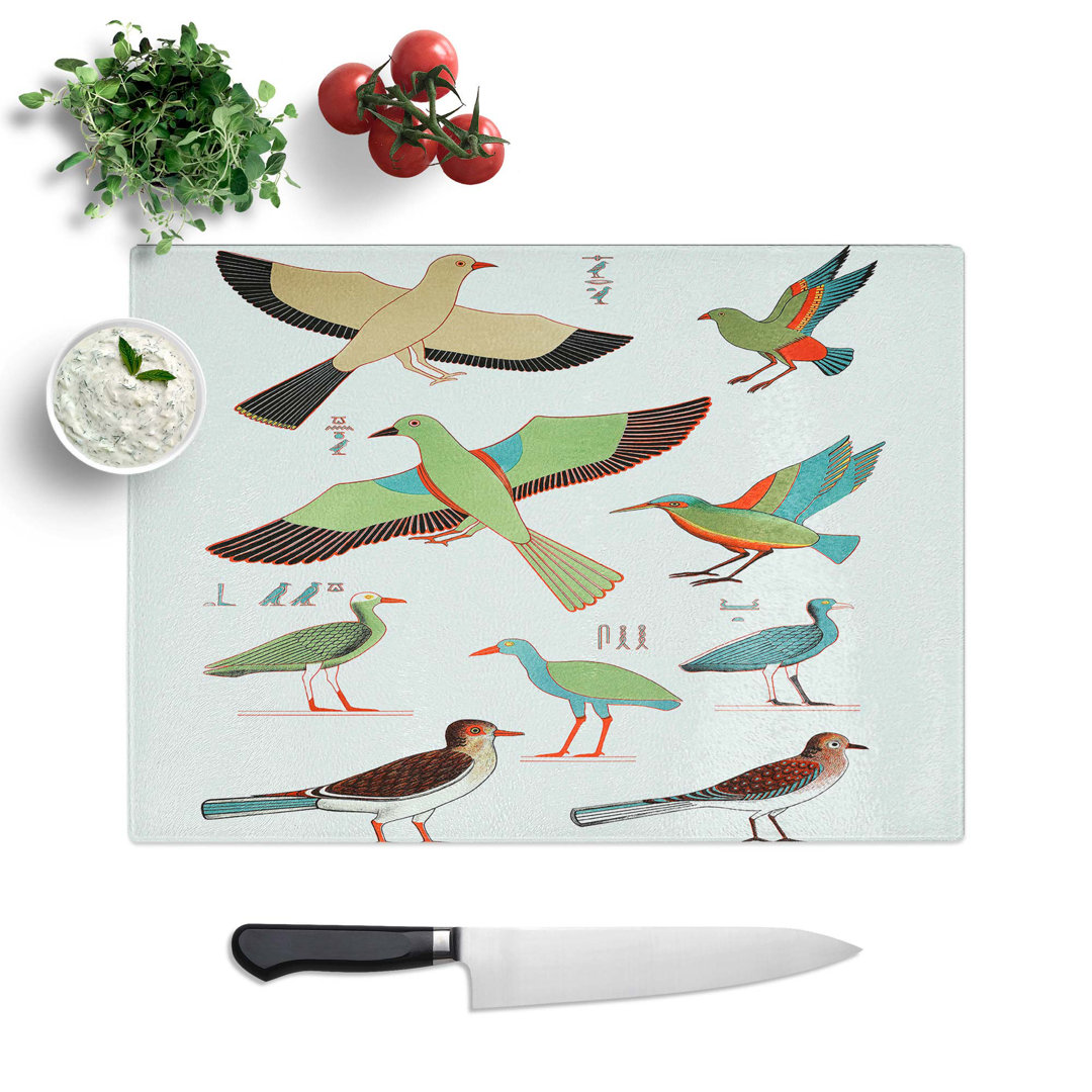 Tempered Glass Bird Illustrations Chopping Board