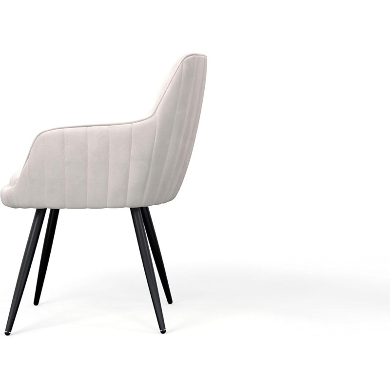 Beige Modern Mid-Century Upholstered Accent Chair With Channel-Tufted Back, Set Of 2, Beige