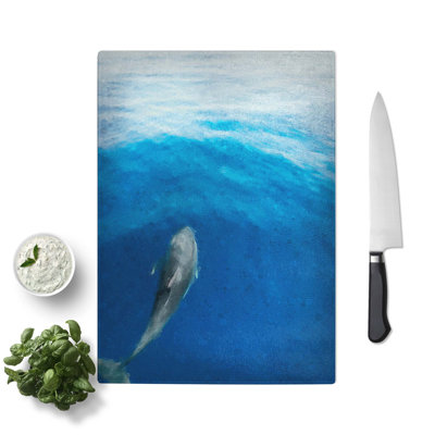 Tempered Glass Singular Dolphin Chopping Board
