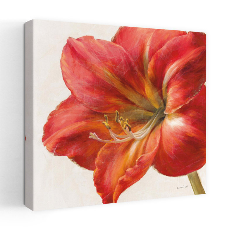 Amaryllis contemporain éclatant avec art floral, H 18 po x l 18 po