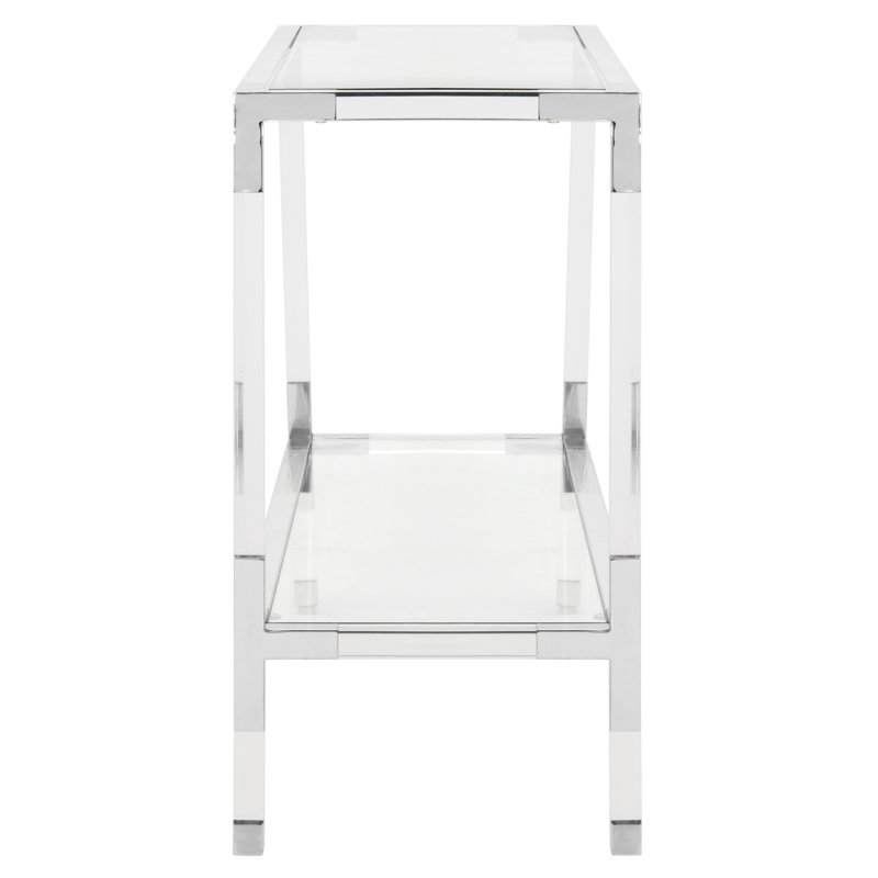 47'' W Glass Console Table, Silver