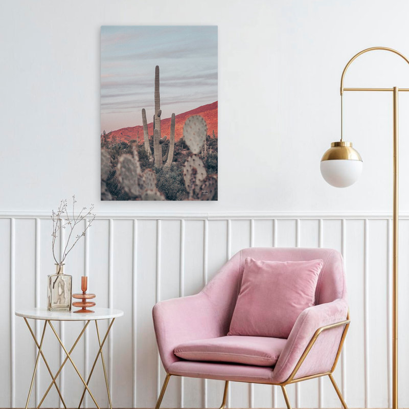Couchers de soleil et Saguaros II - Botanicals Brown Cactus Cactus Art, H 24 po x l 16 po