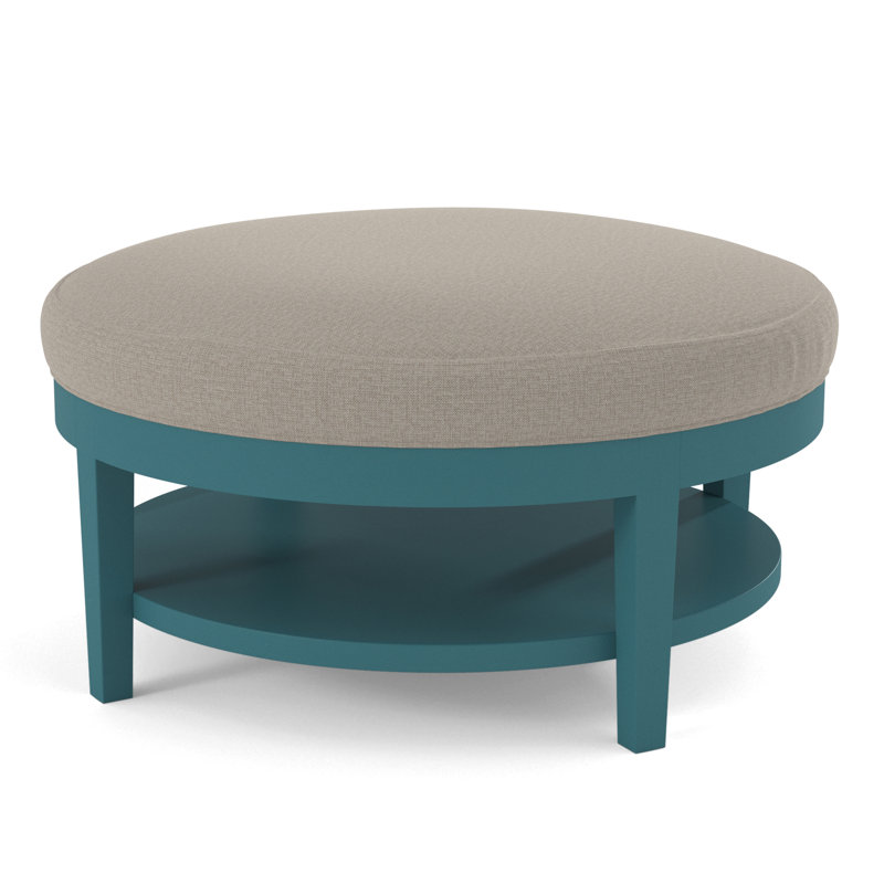 Midtown Upholstered Ottoman, Beige Performance Fabric; 0851-73, Honey Finish