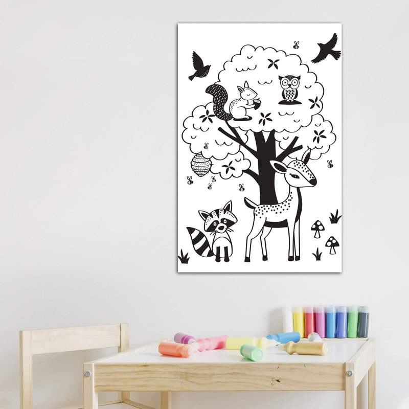 «Juvenile Woodland I» par Lisa White boutons - impression d'art graphique, H 40 po x l 26 po x P 1,5 po, Toile tendue