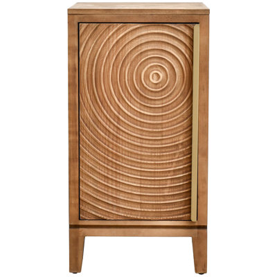 31" Tall Geometric Ripple Wood End Table With Storage Shelf For Living Room, Natural Finish by Latitude Run