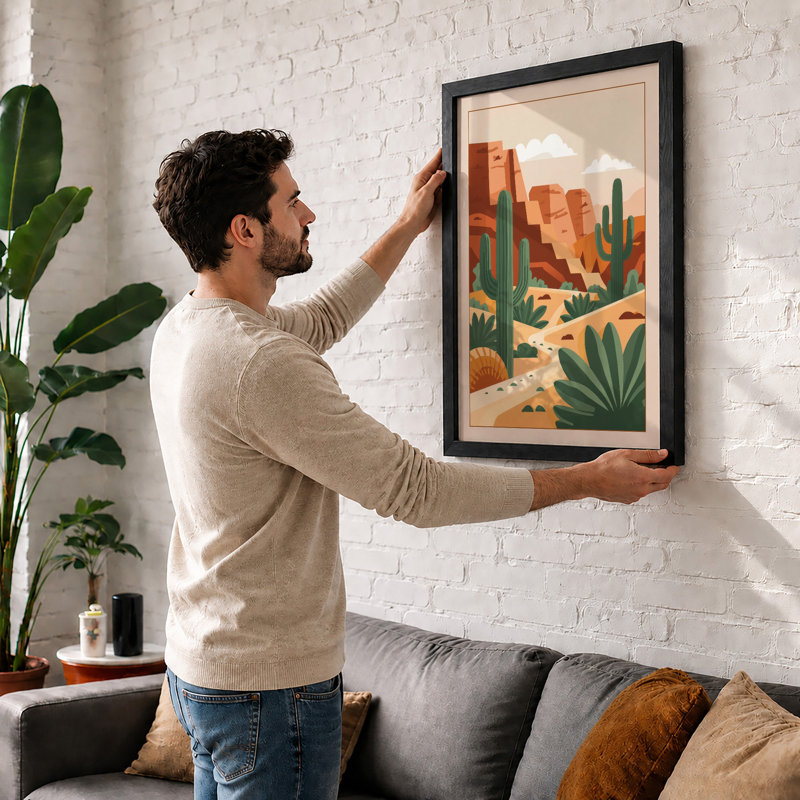 Desert at Noon Southwestern - Framed Print, A3 - 42.0 x 29.7 cm, White
