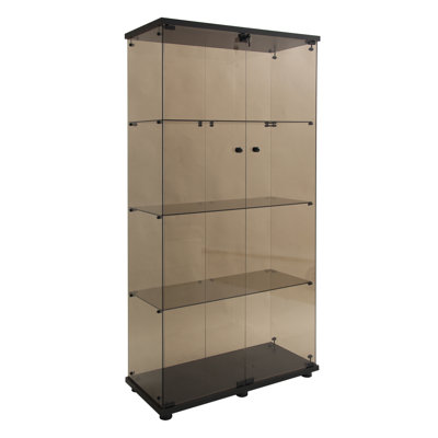 Lighted Two Door Glass Cabinet Glass Display Cabinet with 4 Shelves