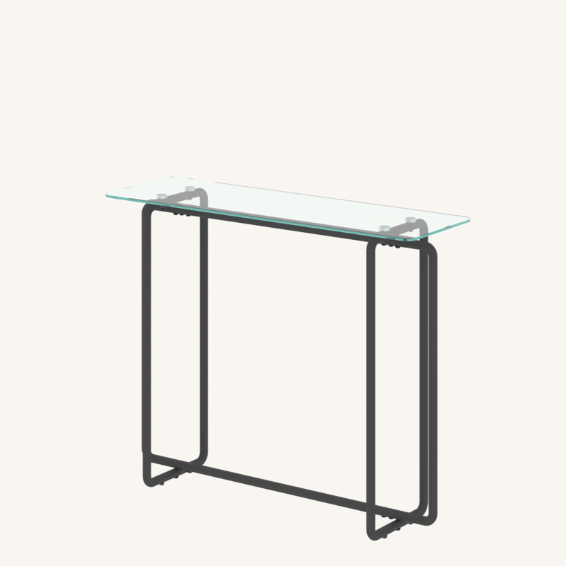 Console Table Single Layer Tempered Glass Rectangular Porch Table Leg Double Tempered Glass Tea Table, Transparent