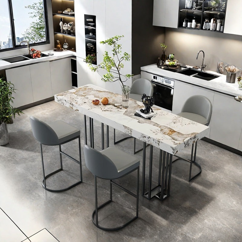 Table de bar et chaise de loisir Leisure One, Gris, H 39,3 po x L 70,8 po x l 17,7 po, Noir, noir, noir, noir