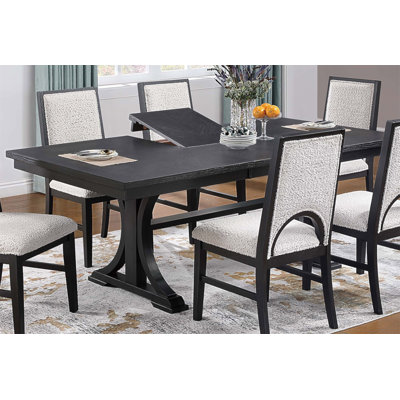 Table rectangulaire 1pc avec table à tréteaux à feuilles de style classique en bois anthracite