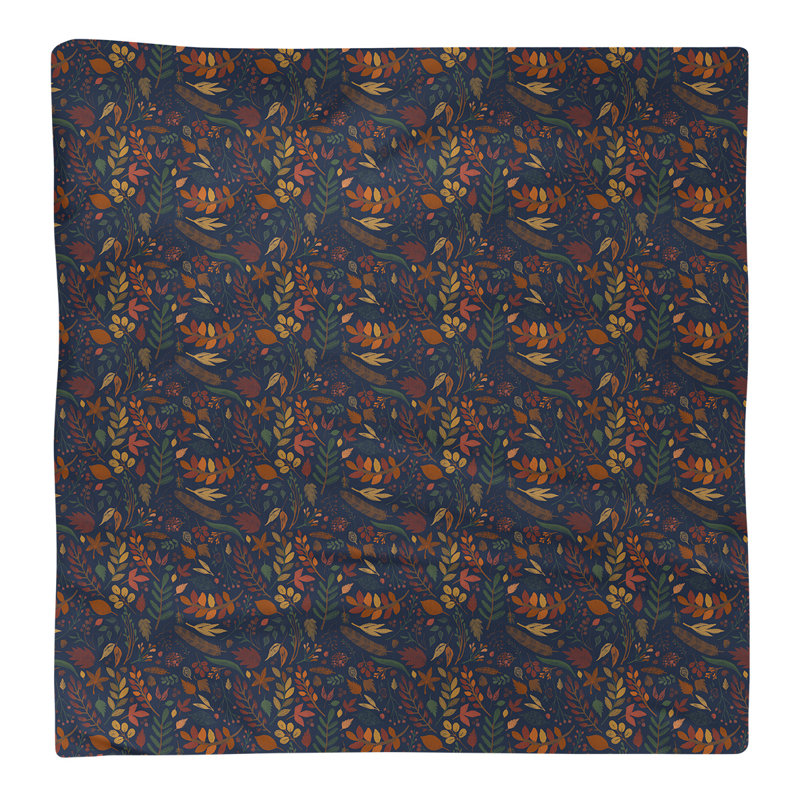 Floral Square Napkin, 10" x 10", Navy Blue/Brown, Cotton
